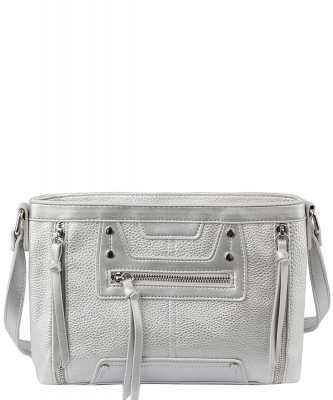 Flat Leather Stone Studded Crossbody CMS053-Z SILVER
